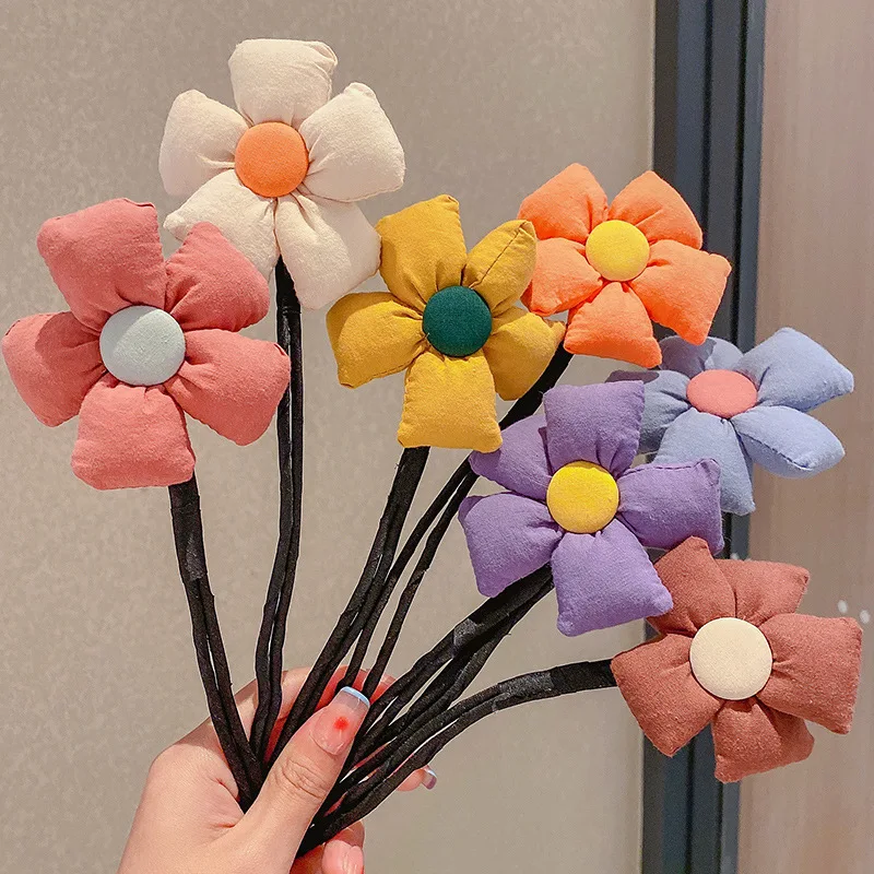 Children's Hair Accessories Flower Hairpin Bun Braiders No Hair Damage Hair Device for Girls Gift 7*53cm Lovely Flowers Headwear