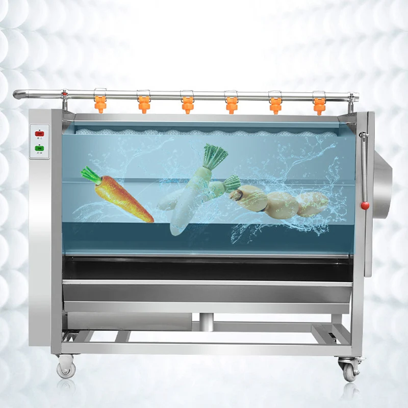 Высокоскоростная производственная линия роликовой стиральной машины для фруктов и овощей Коммерческая чистка Пилинг Универсальная машина