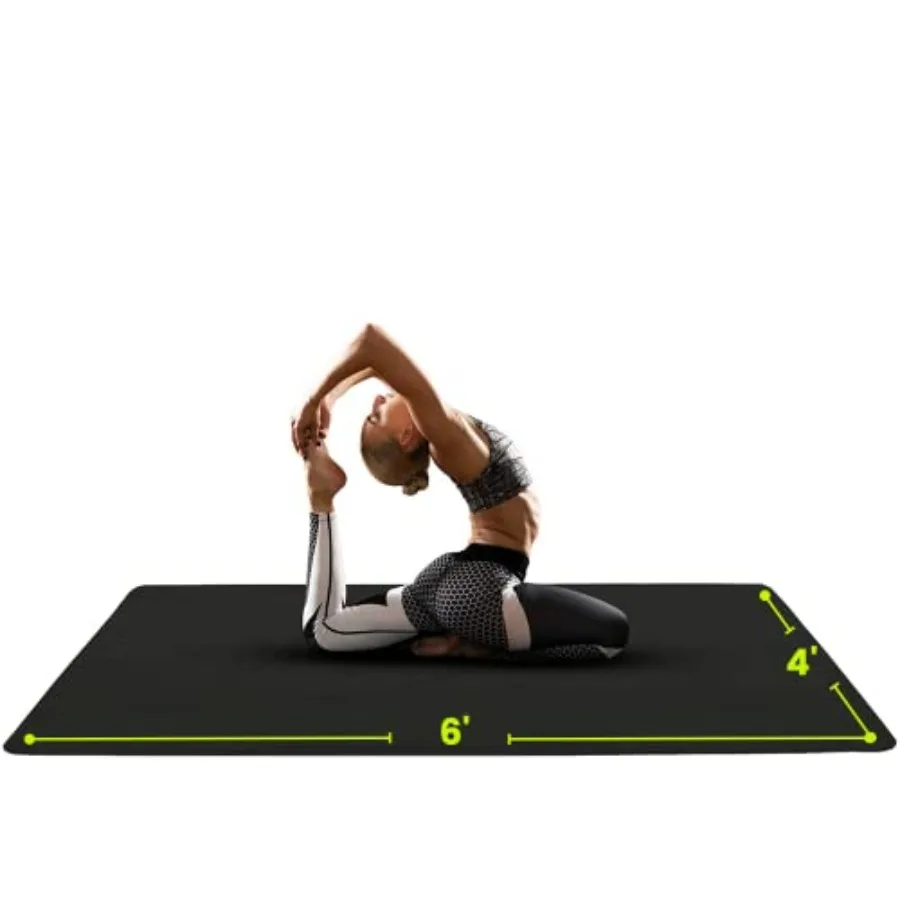 

Large Yoga Mat 6'x4' 1/4 1/2 Thick Extra Wide Exercise Mat for Home Workout Yoga Pilates Stretching Floor Fitness Mat in Black