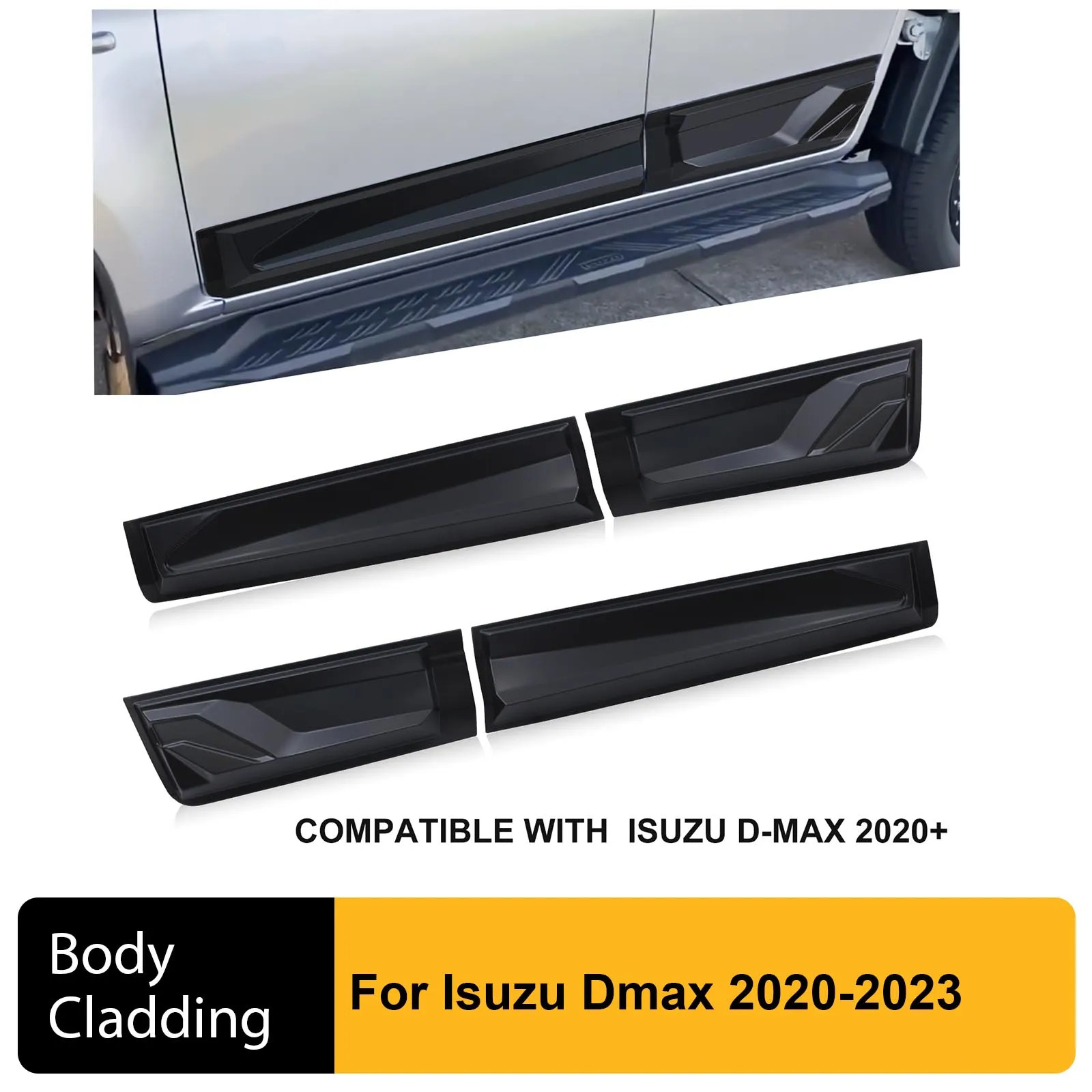 Body Guard Molding Cover Matte Black Side Door Body Cladding For ISUZU D-MAX 2020 2021 2022 2023 Dual Cab Accessories