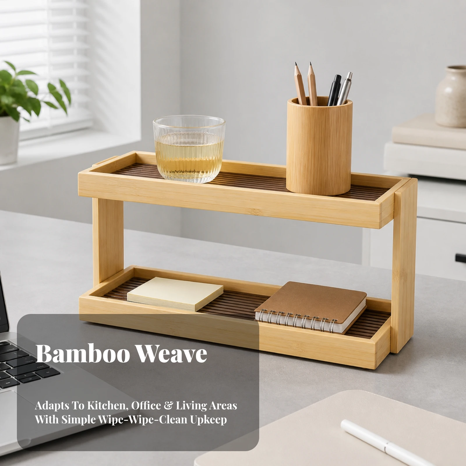 Cup Rack with Bamboo Frame Multipurpose Storage Display Shelf with Acrylic Panels Coffee Bar Shelf No-Drill