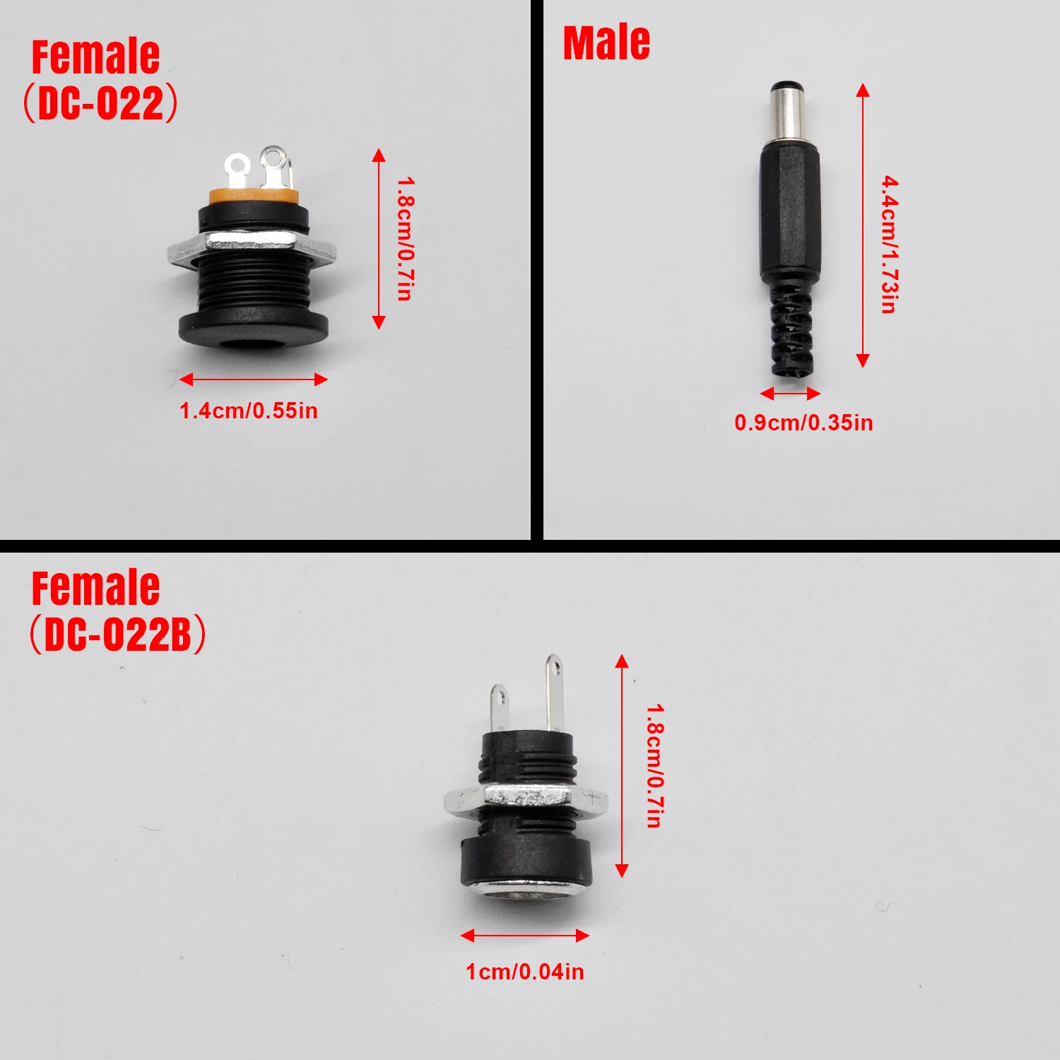 DC 5.5x2.1mm Power Socket DC-022 Panel Mount Barrel Jack Connector with Internal Thread