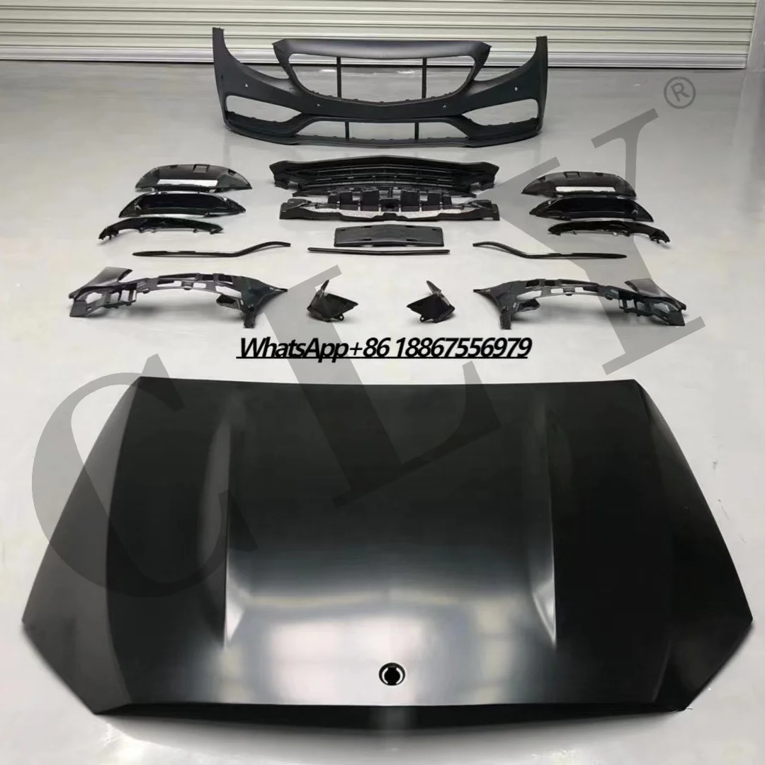 

Body Kit Auto Parts U KISS Front Bumper Full Set for Benz C Class W 205 Upgrade C63 AMG Flat-angle Body Kits With Grille Fenders