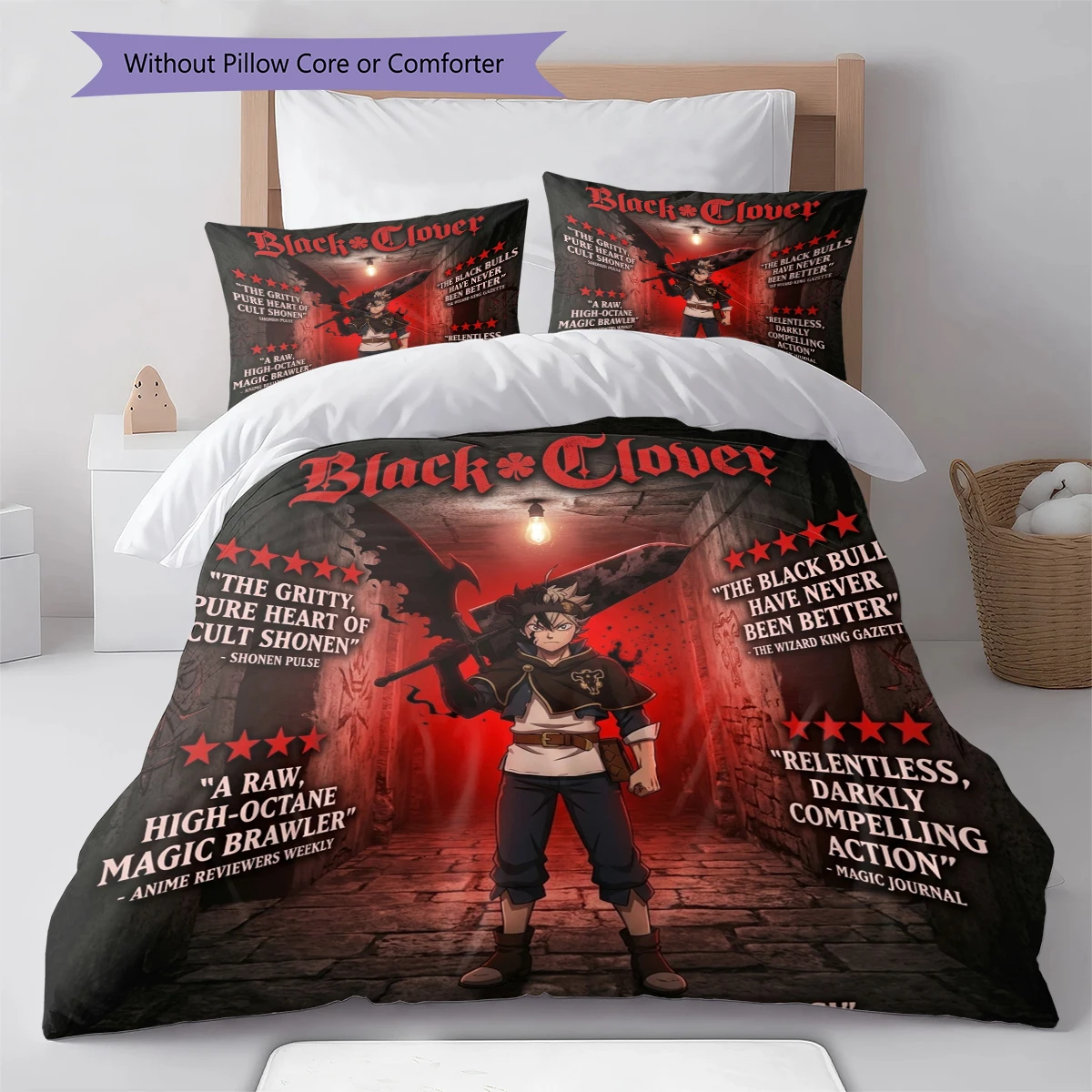 Black Clover Duvet Cover Soft Comfortable, Kids Bedding Gift,Size with Different Sizes -HE3
