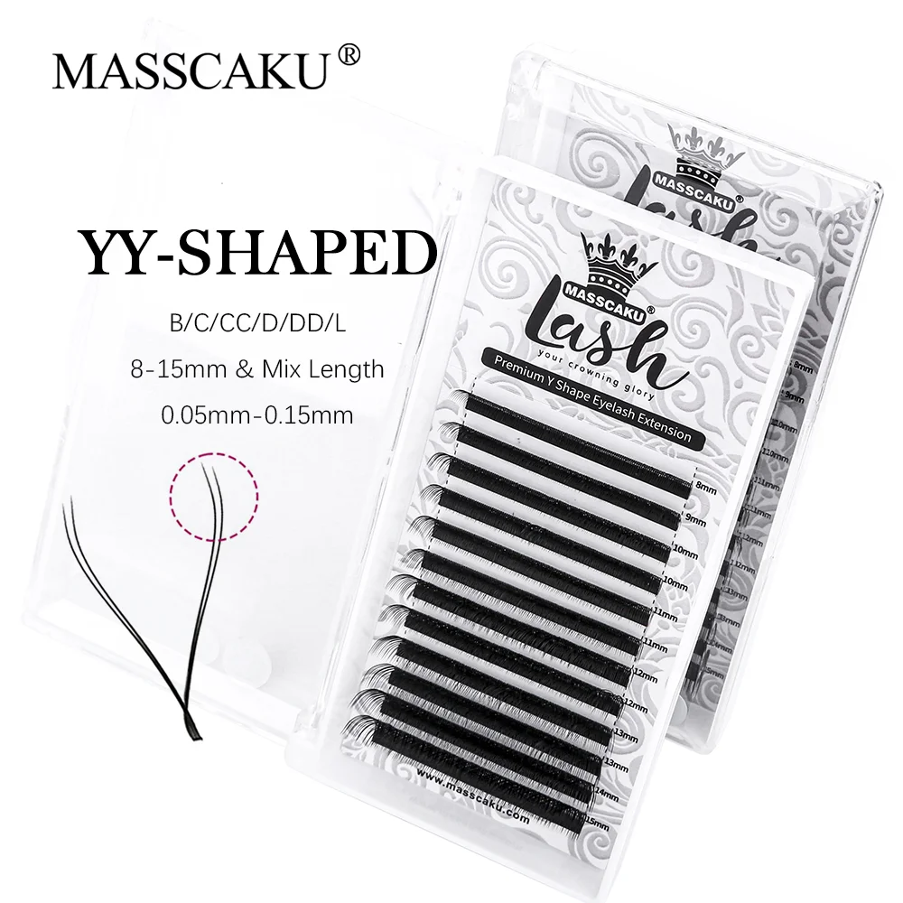 

Wholesale premium natural synthetic mink eyelash Faux Y-shaped Brazilian Lashes 8-14mm Premade Volume Fans Cilios