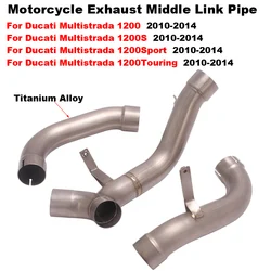 Slip On Motorcycle Exhaust System Escape Titanium Alloy Mid Link Pipe  For Ducati Multistrada 1200 S Sport / Touring 2010 - 2014