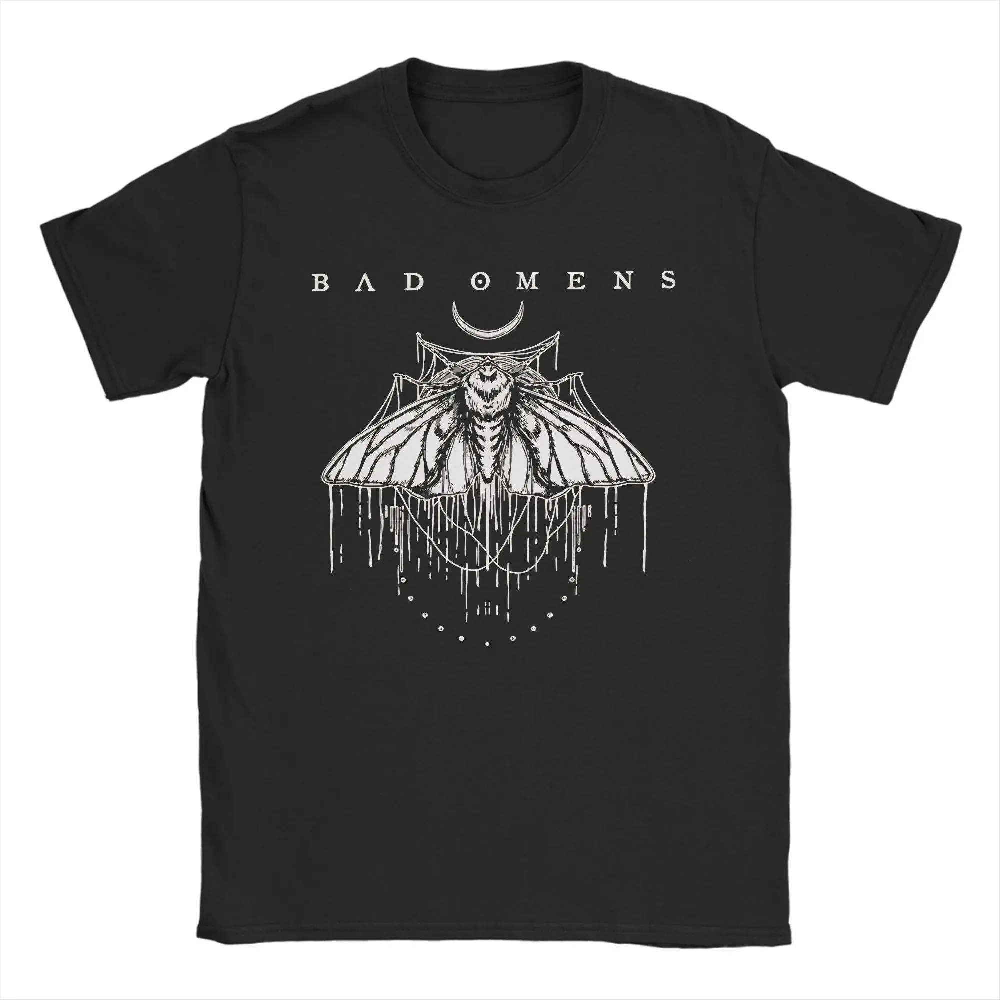 Men's T-Shirts Bad Omens Moth Casual 100% Cotton Tee Shirt Short Sleeve  T Shirt Round Collar Tops Big Size