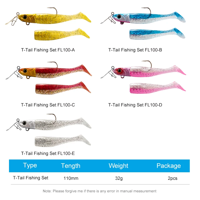 TSURINOYA FLUTTER Señuelo de cola en T con jig y pala para lubina - imagen 2