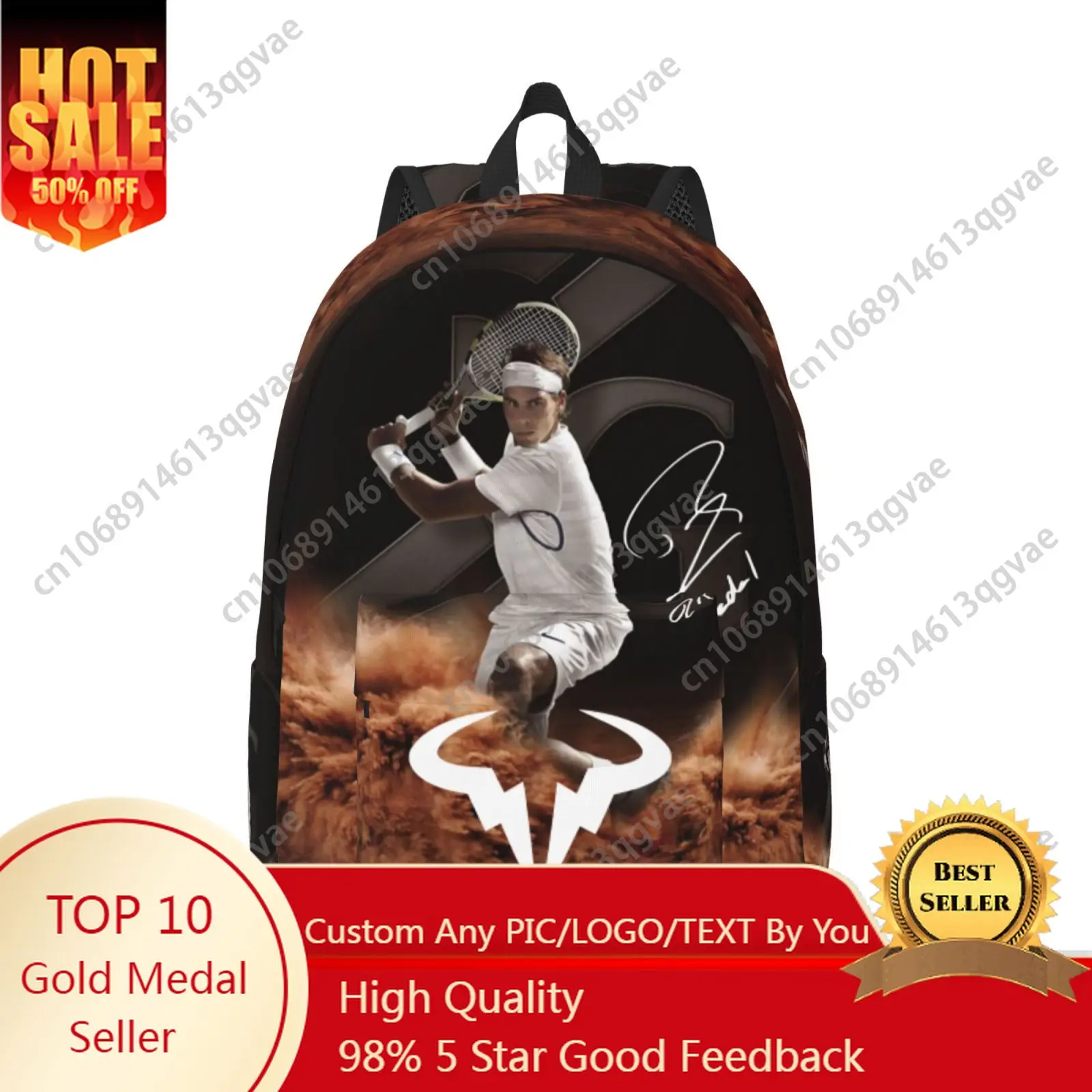 

Rafael Nadal Tennis Player Custom Canvas Lightweight Backpack Fashion Durable Student Men Women Business Daypack