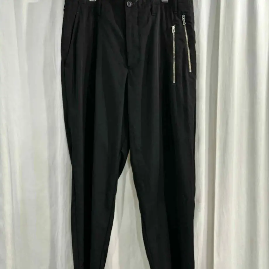 TOP-YAMAMOTO ® Black Zipper Casual Pants Men's Simple Sporty Ankle-Hugging Pants Japanese Style