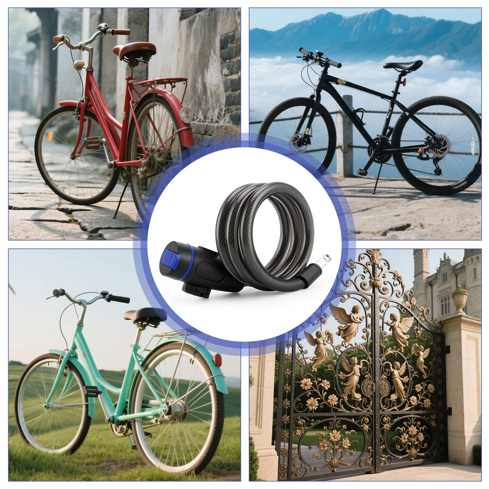

Professional Bike Cable Lock Universal Bicycle Anti-theft Steel Lock for Road Bike Mountain Bike Local Delivery