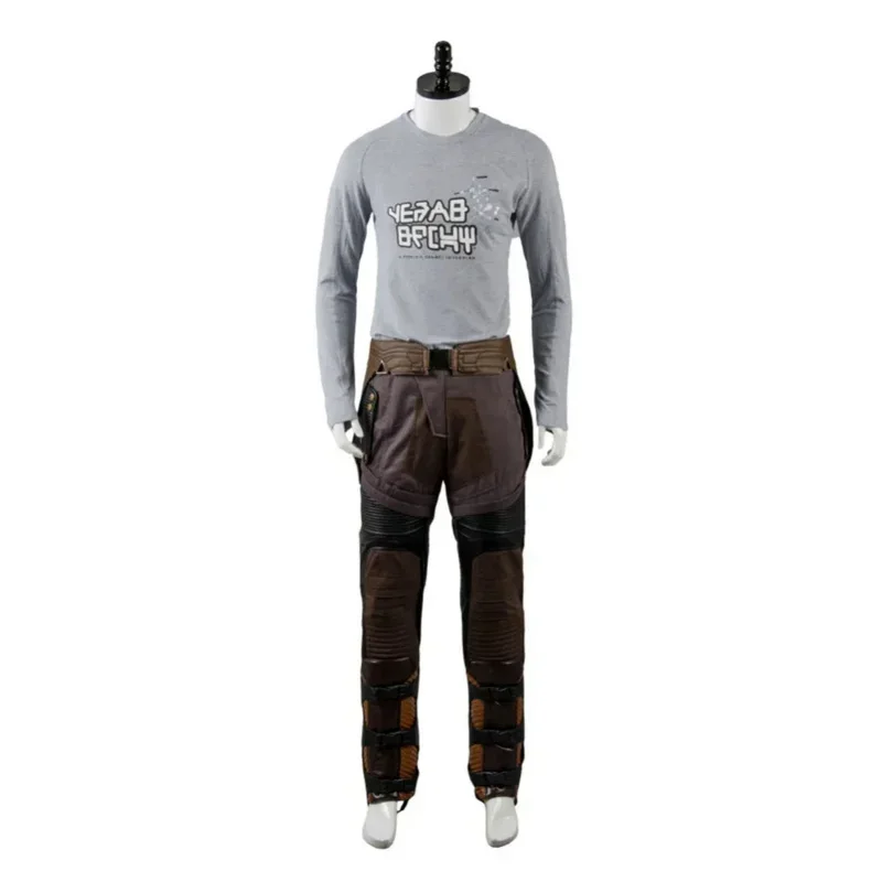 Peter Jason Quill Cosplay Costume Star Lord T-Shirts Pants Man Long Sleeve Tee Halloween MN8