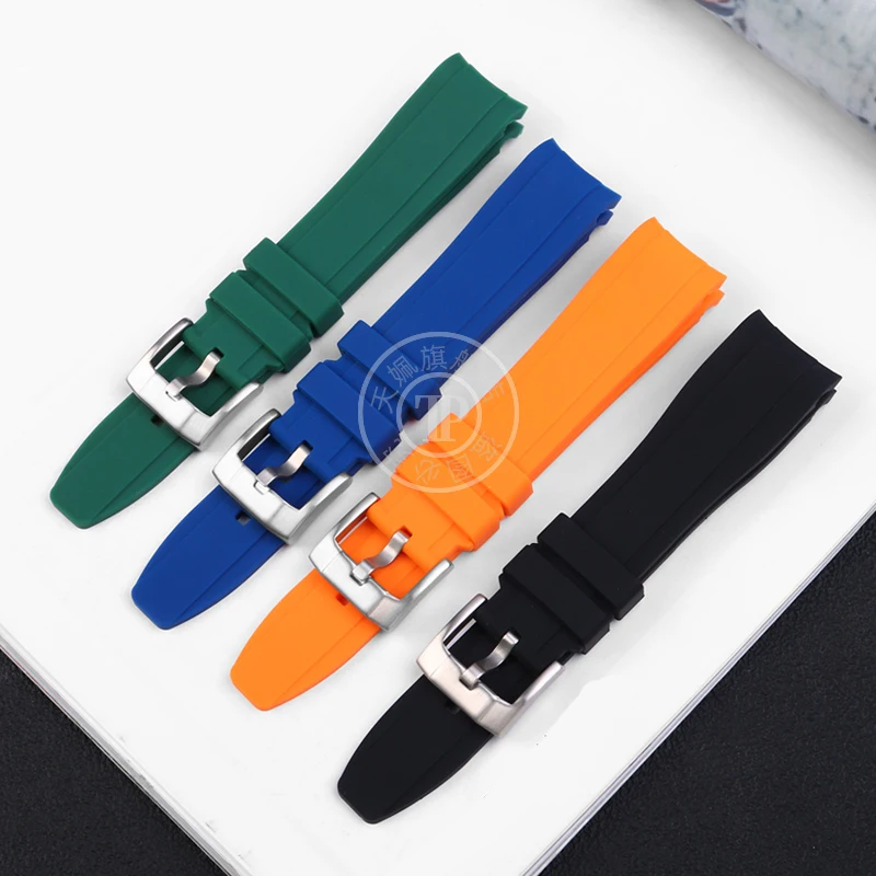 

Curved End silicone rubber watch strap For Rolex Water Ghost Seiko Citizen Tissot 20MM 22MM Men's sport Wristband Universal Belt