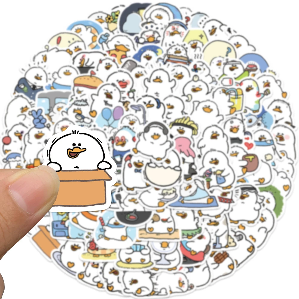 100 قطعة من ملصقات الكتابة على الجدران على شكل بطة سمينة على شكل حيوانات للدراجات النارية والهاتف ولوح التزلج والكمبيوتر المحمول