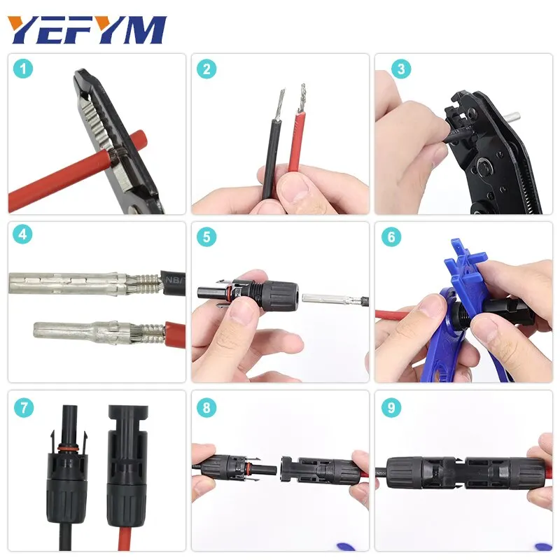 Solar PV Cable Crimping Tool SN-2546B Replacement For Solar Connectors, AWG14-10 (2.5/4/6mm²) - 7 Inch Small Piler YEFYM