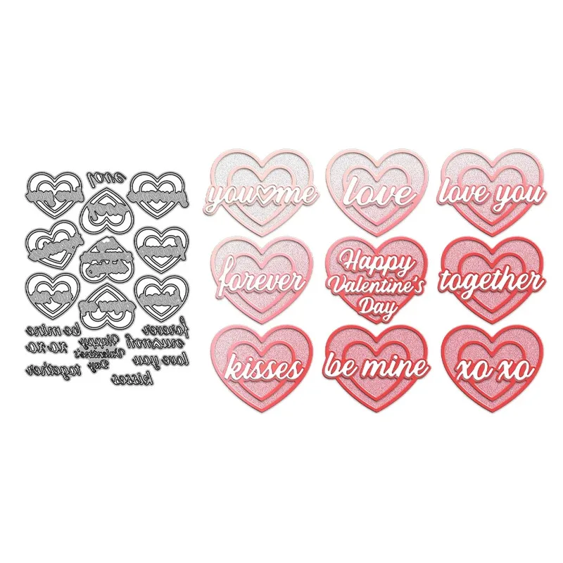

Love Hearts Large Size Cutting Dies For Valentine's Day Gift Decor DIY Scrapbooking Supplies Metal Cut Dies For Cards