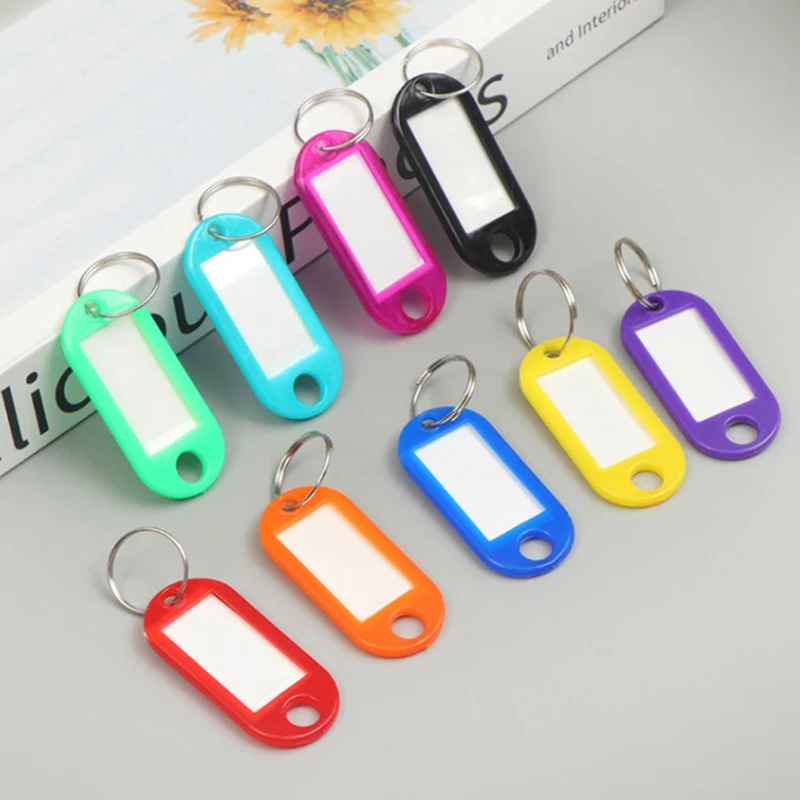 

30pcs Key Tags Colorful Plastic Keychain Key Tags Label Numbered Name Baggage Tag ID Label Name Tags With Split Ring