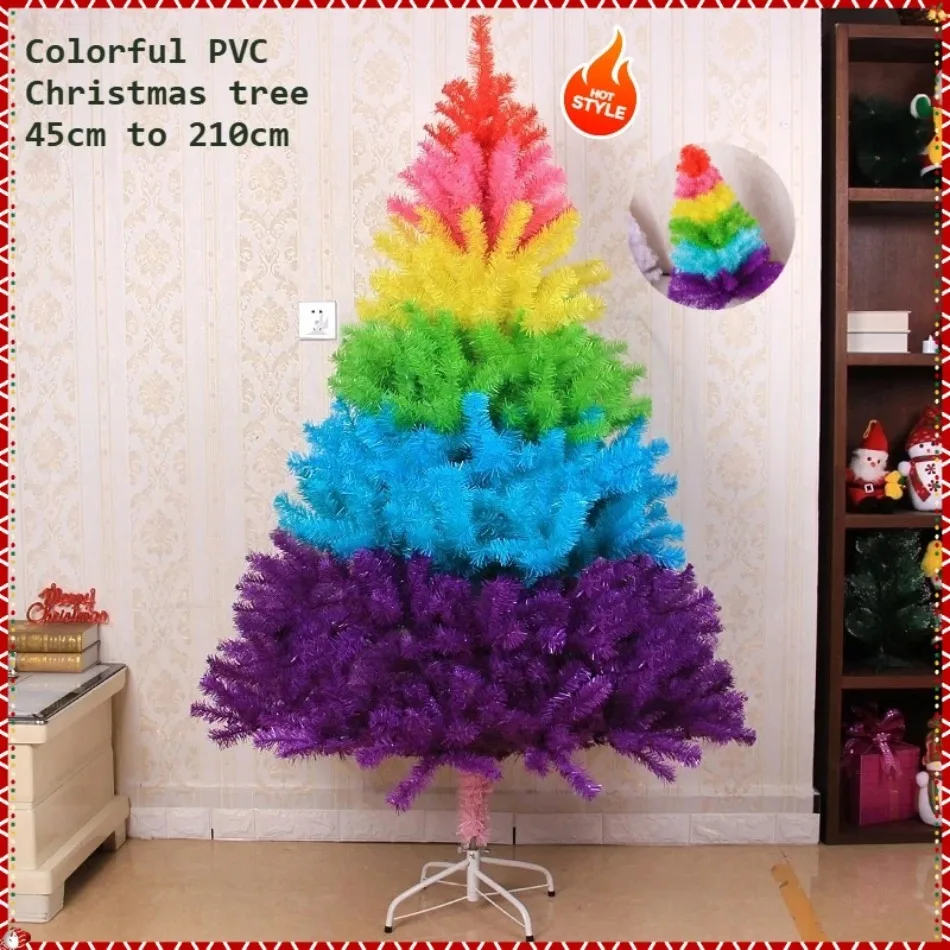 

Colorful Artificial Christmas Tree PVC Material Light Luxury Rainbow Christmas Tree 0.45m-2.1m Christmas Atmosphere Decorations