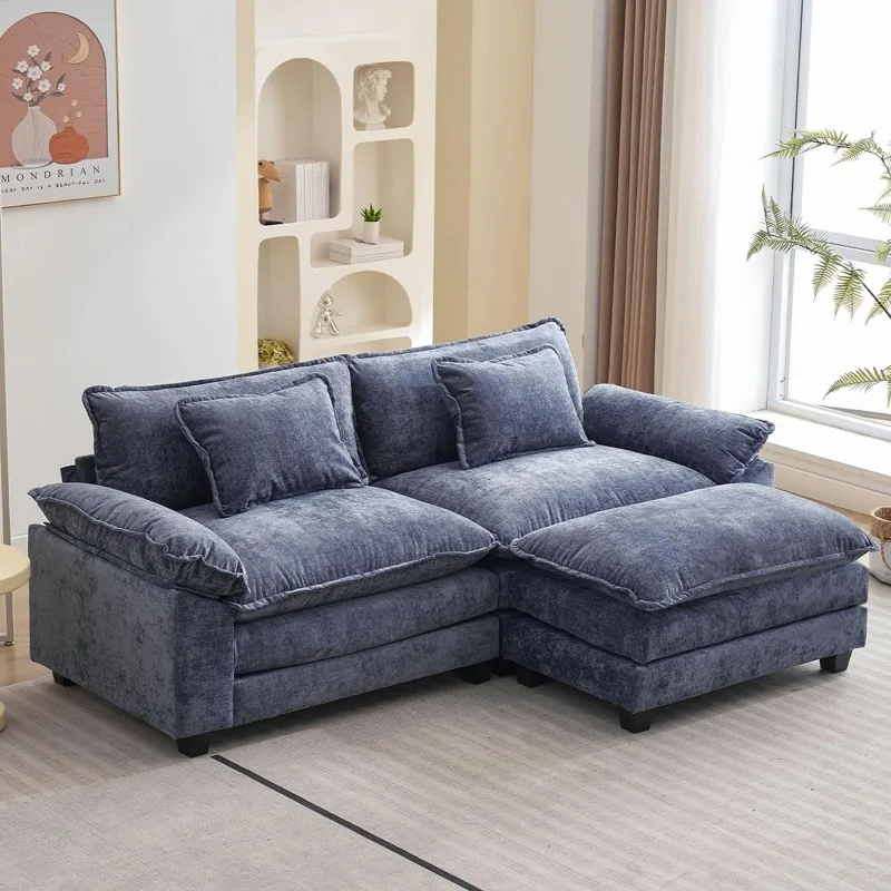 Sofa bequeme Wolken couch für Wohnzimmer mit Kissen, moderne Chenille Sofa Schlaf tiefe Sofas mit Ottomane