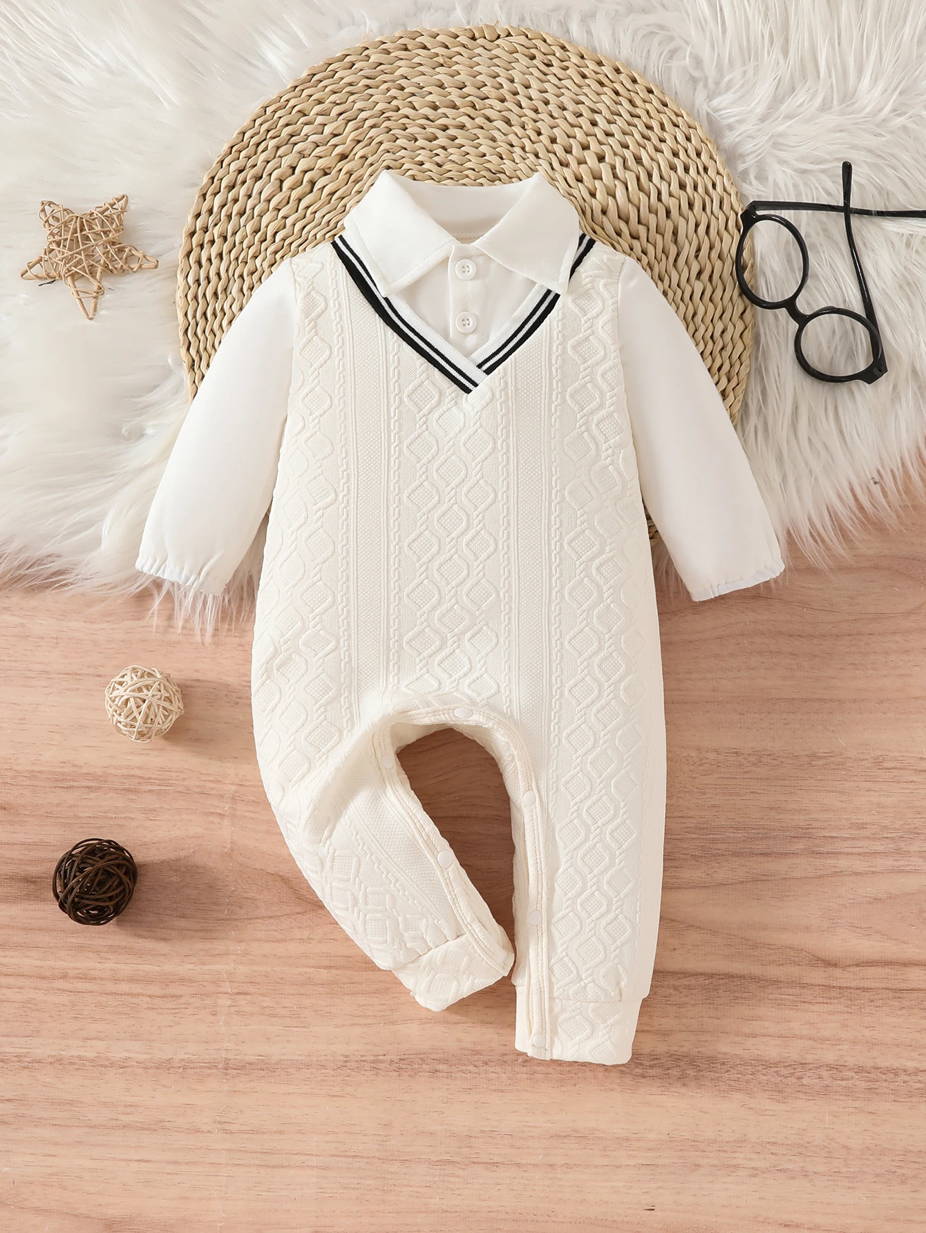 Infant Boys' Casual Polo Collar Romper