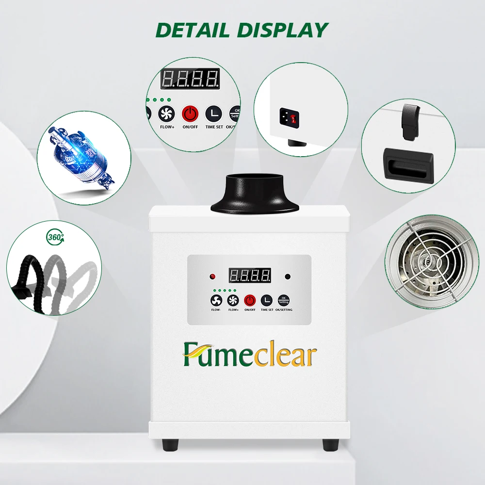 Fumeclear FC-150 مستخرج أبخرة اللحام بالليزر مع فلتر Hepa والكربون 150 وات