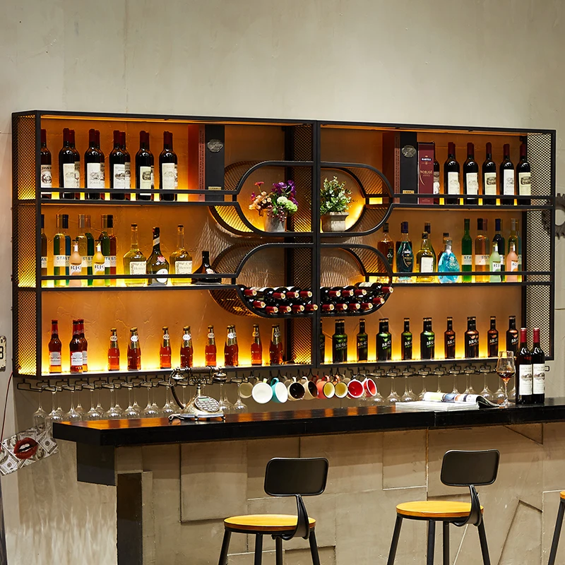 

Bar Bar Bar Wine Shelf Restaurant Wall Hanging Wine Display Cabinet Hanging Wall Wine Cabinet Creative Shelf Storage