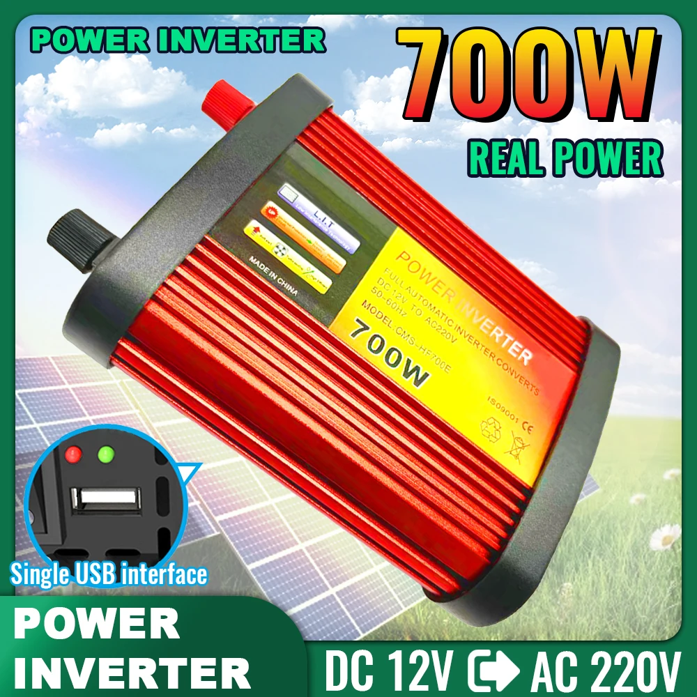 300W 500W 700W Power Inverter 12V to 110V 220V Dual USB Solar Battery Inverter for Car Home Camping Outdoor Travel Equipment Use