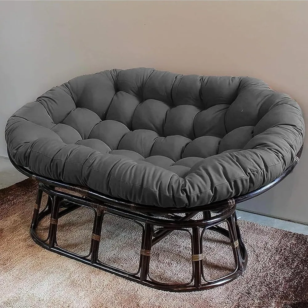 

Double Papasan Chair Cushion - 67x47 Inch Round Thickened, Colorfast for Rattan/Wicker Egg Swing Chairs, Indoor/Outdoor Use,
