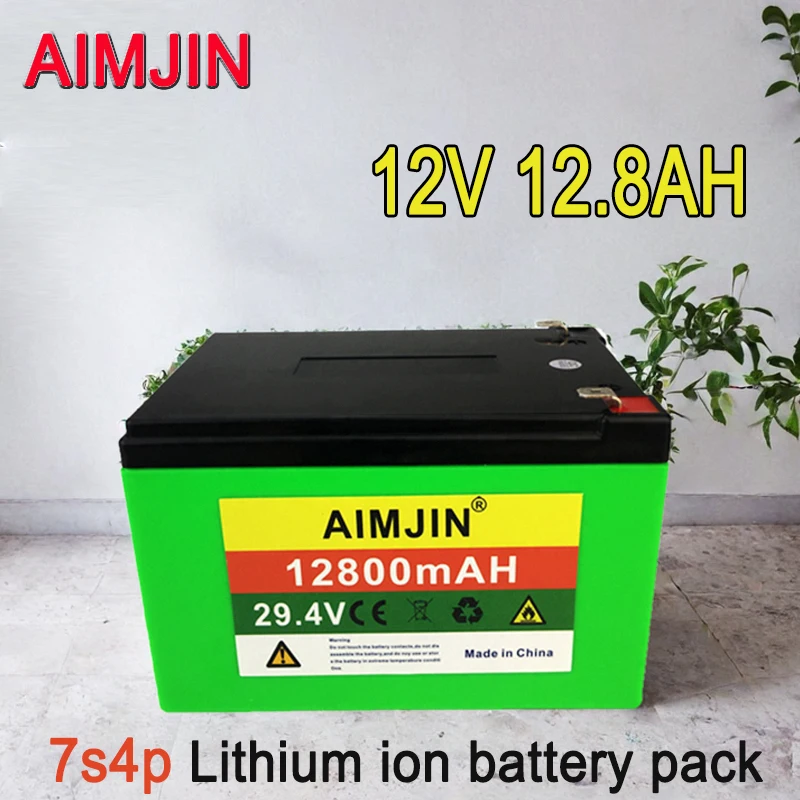 29.4V 12800mAh HiHgh Power 18650 Lithium ion Battery 24V 7S4P Battery Pack 12.8A with BMS for Various Tools+Charger