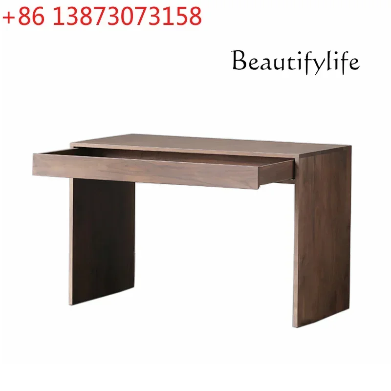 North America Black Walnut Wooden Desk Modern Minimalist Desk Solid Wood Writing Desk