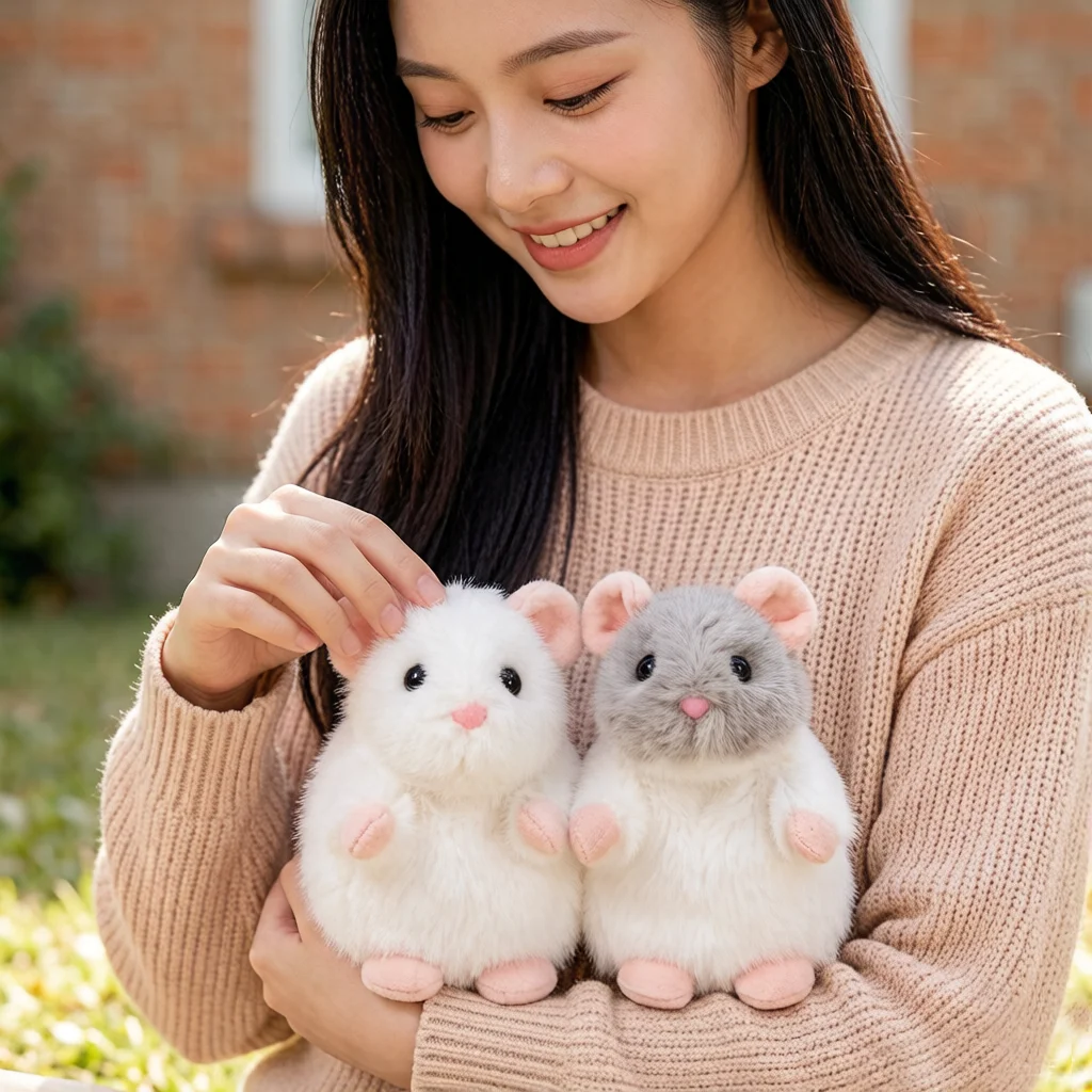 Peluche de Ratón Kawaii de 14/22cm, Juguete de Peluche de Ratón de Fantasía, Gris, Marrón, Blanco, Animal Pequeño, Suave y Esponjoso, Regalo Reconfortante