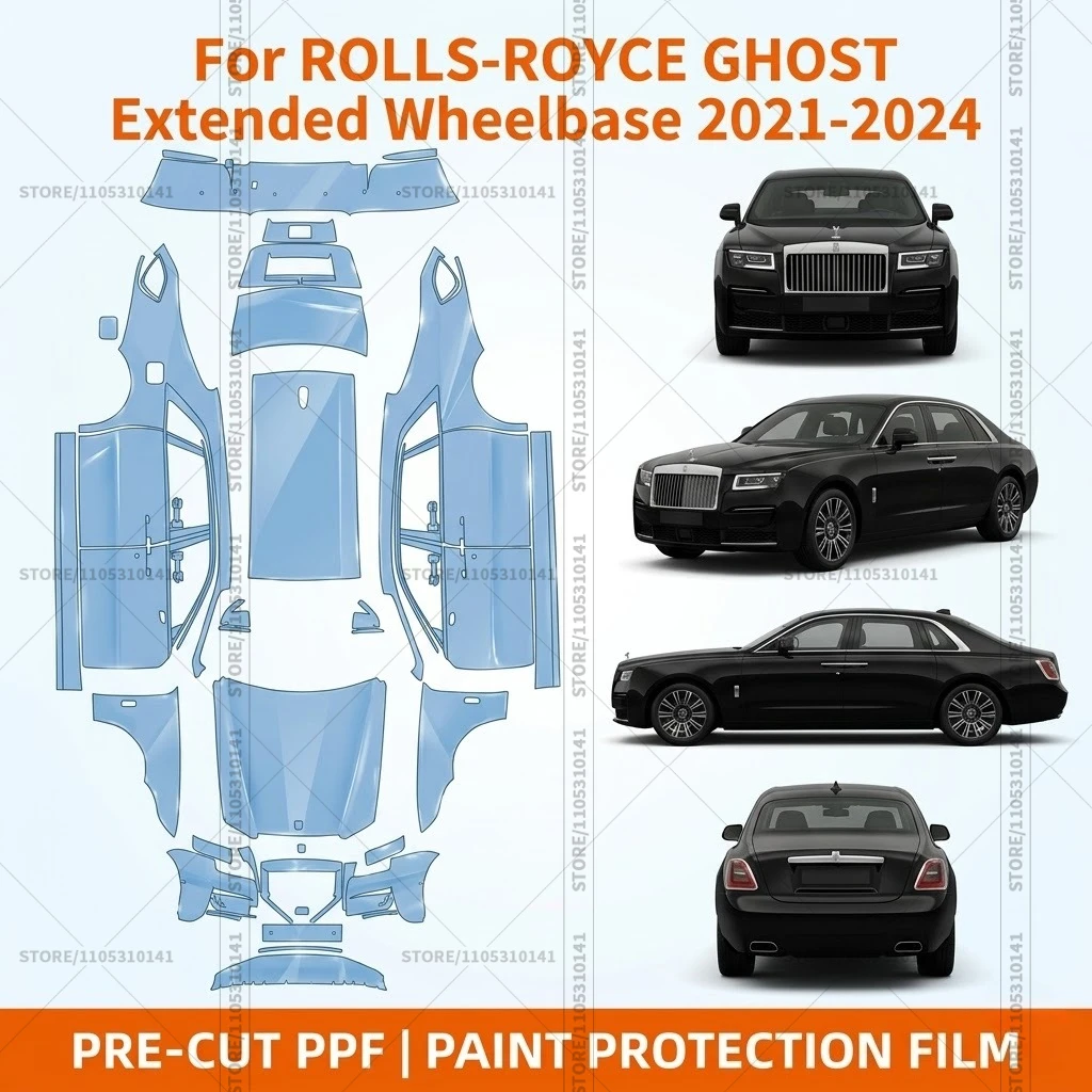

Pre-Cut Paint Protection Film PPF Transparent Bumper Protector Clear Car Film For Rolls-Royce-GHOST-Extended-Wheelbase-2021-2024