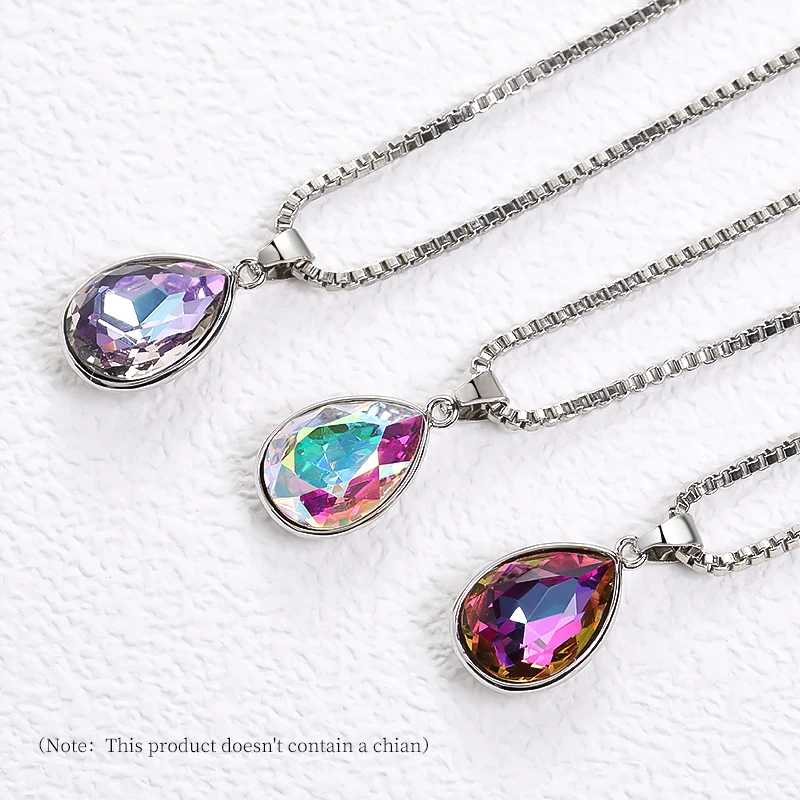 Drop Rhinestones Pendants Necklace Stones AB Color Shiny Glass Crystals With Copper Claw Set Jewelry Making Accessories