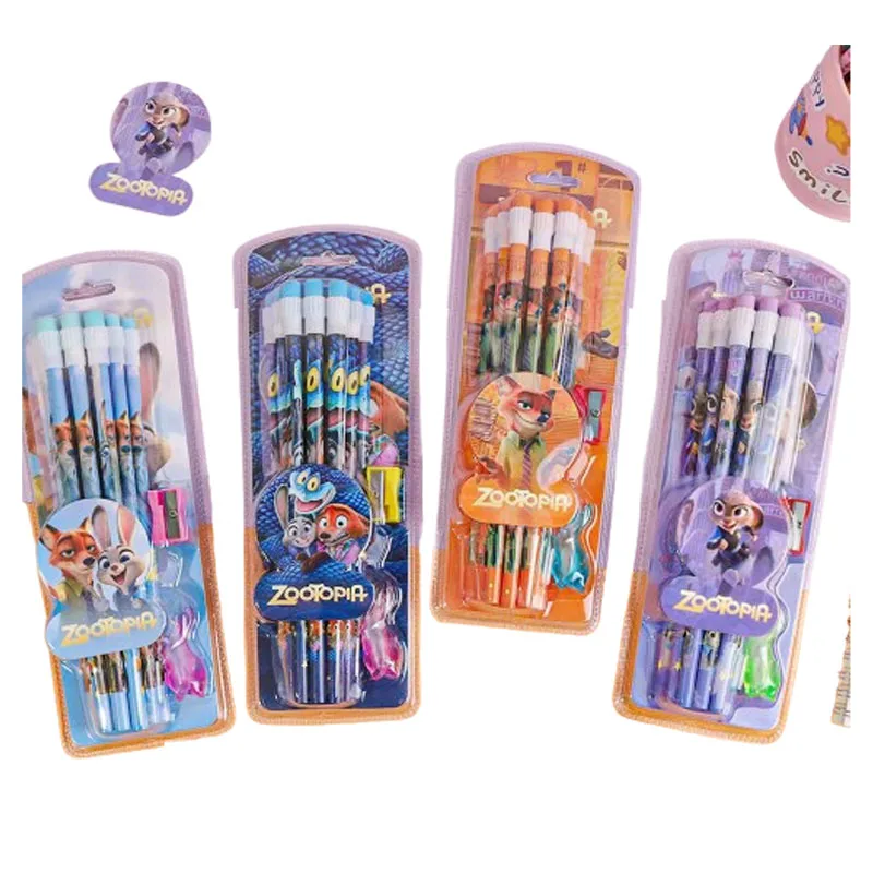 12 ชิ้น สำหรับชุดกล่องเครื่องเขียนดินสอ HB ลายการ์ตูนน่ารัก ซูโทเปีย แบบหมุนได้ เหมาะสำหรับการเขียนและวาดภาพ