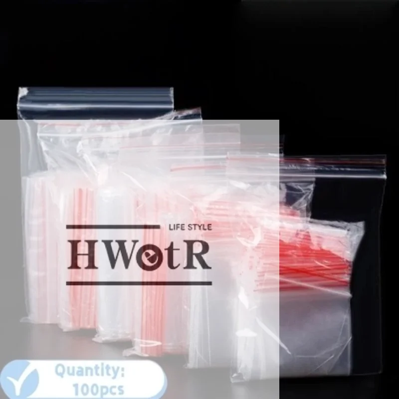 100Pcs Clear PE Plastic Zipper Sealing Bags Storage Bag For Food Candy Jewelry Packing