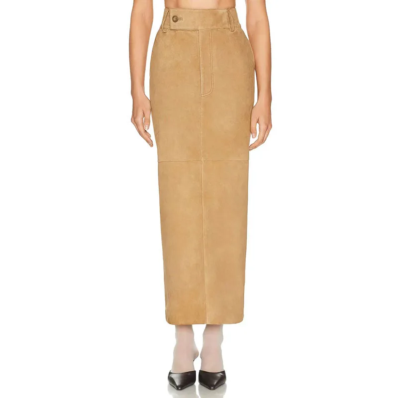 

Women's Eco-Friendly Leather Skirt, Retro Commuter Maxi Skirt, Slim-Fit Flattering Long Dress, 2026 Spring New Arrival, Y2K Styl