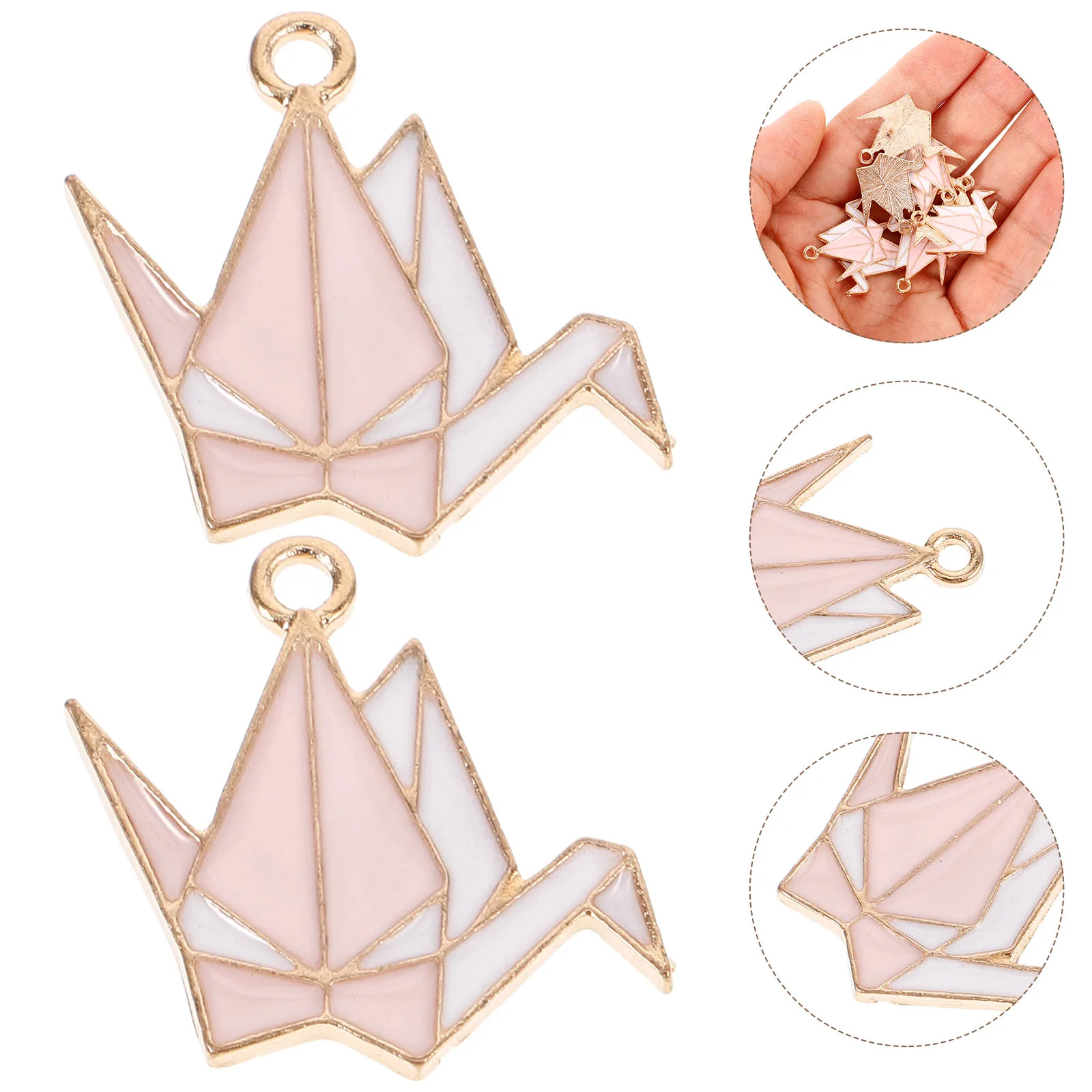 10pcs Origami Crane Charms Diy Earring Pendants Necklace Bracelet Making Handmade Alloy Decorations Hanging Accessories For