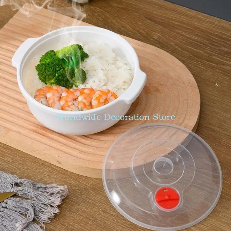 Q39B Microwave Heatable Insulation Bowl with Leakproof Cover Thickened Plastic Soup Bowl Portable Household Lunch Box