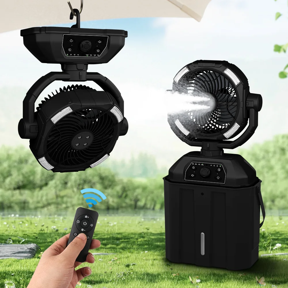 

5.5L Large Capacity Battery Operated Misting Fan - Portable Air Cooler w/ 4 Hole Spray for Backyard, Beach Party