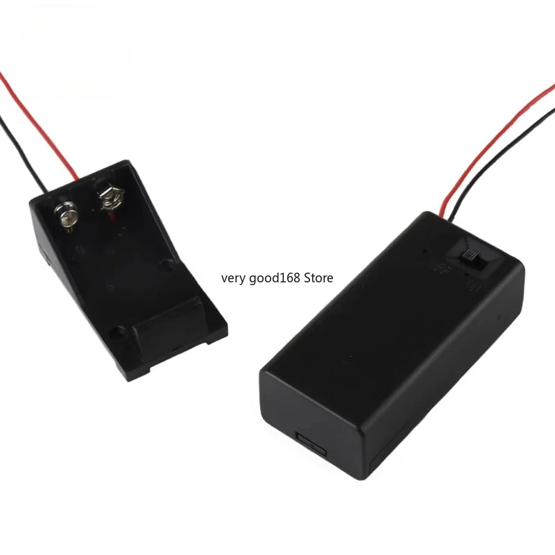 9volt Box Pack Power Toggle Black 9V Battery Holder I/T Type Battery Clips Connector Buckle with ON/OFF Switch,DC5.5 Plug