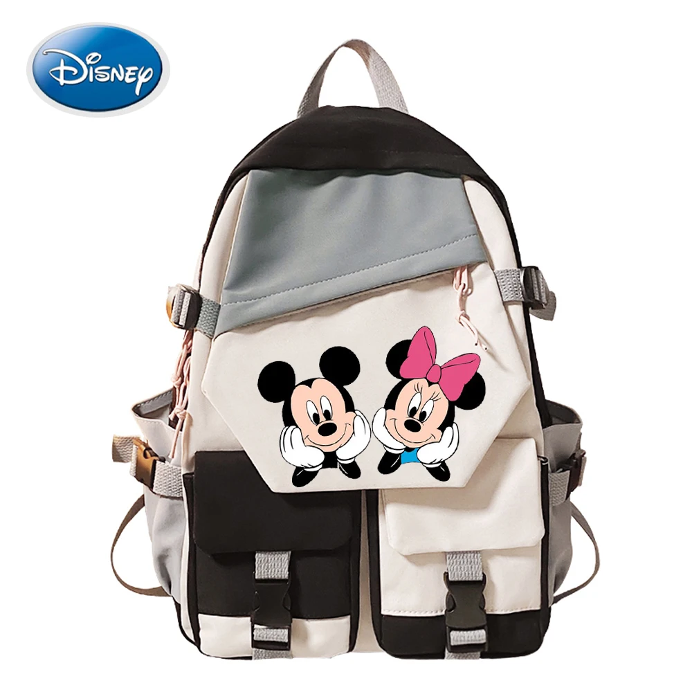 Disney Backpack Boys Girls Kawaii Mickey Minnie Mouse Cartoon Schoolbag Teenager Waterproof Schoolbag Mochila Gift for Kids