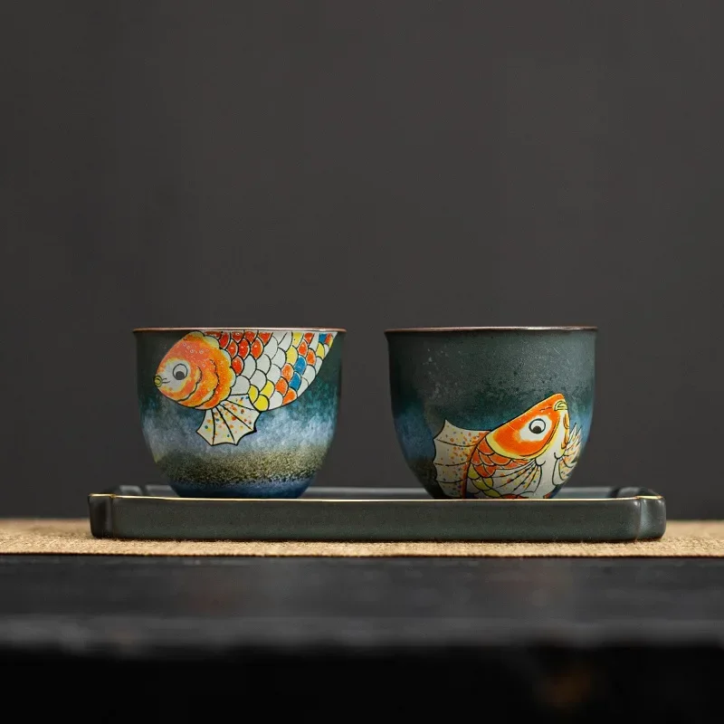Colorful Chinese Flower Tea Cup Kiln-turned-Teacup Master Kung Fu Ceramic Tea Set Tea Cup Light Luxury Gift Teaware Handy Gift