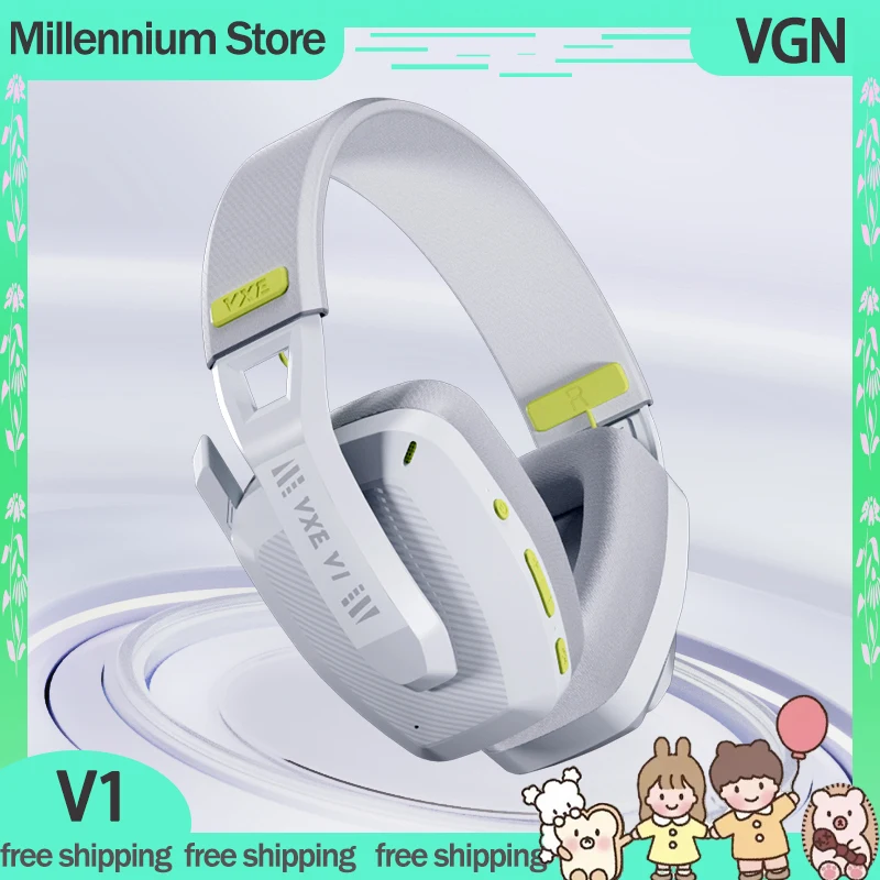 VGN VXE V1 Bluetooth Headphones 3mode Lightweight Over-Ear Gamer Earphone Intelligent Noise Reduction Custom Pc Accessory Gifts