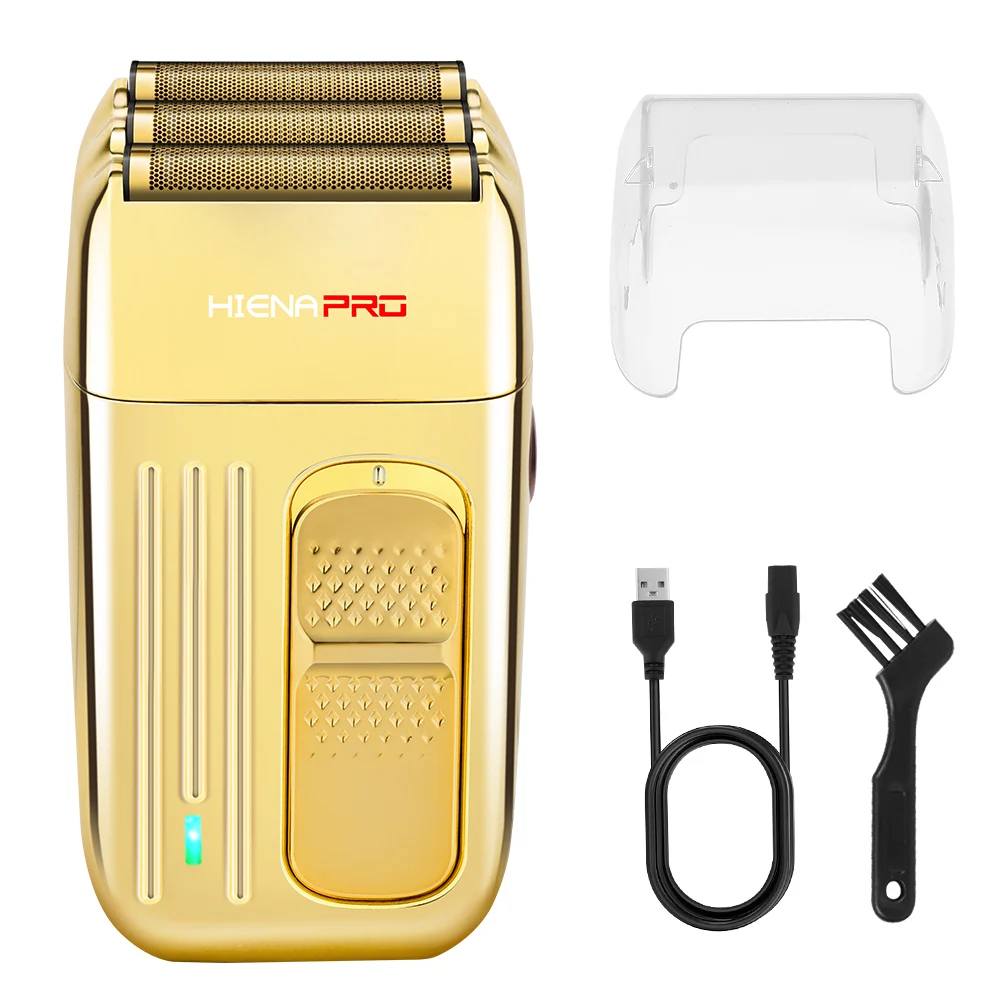 

HIENAPRO Men's Triple Foil Reciprocating Shaver, USB Rechargeable Luxury Gold Electric Razor, Portable Beard Trimmer
