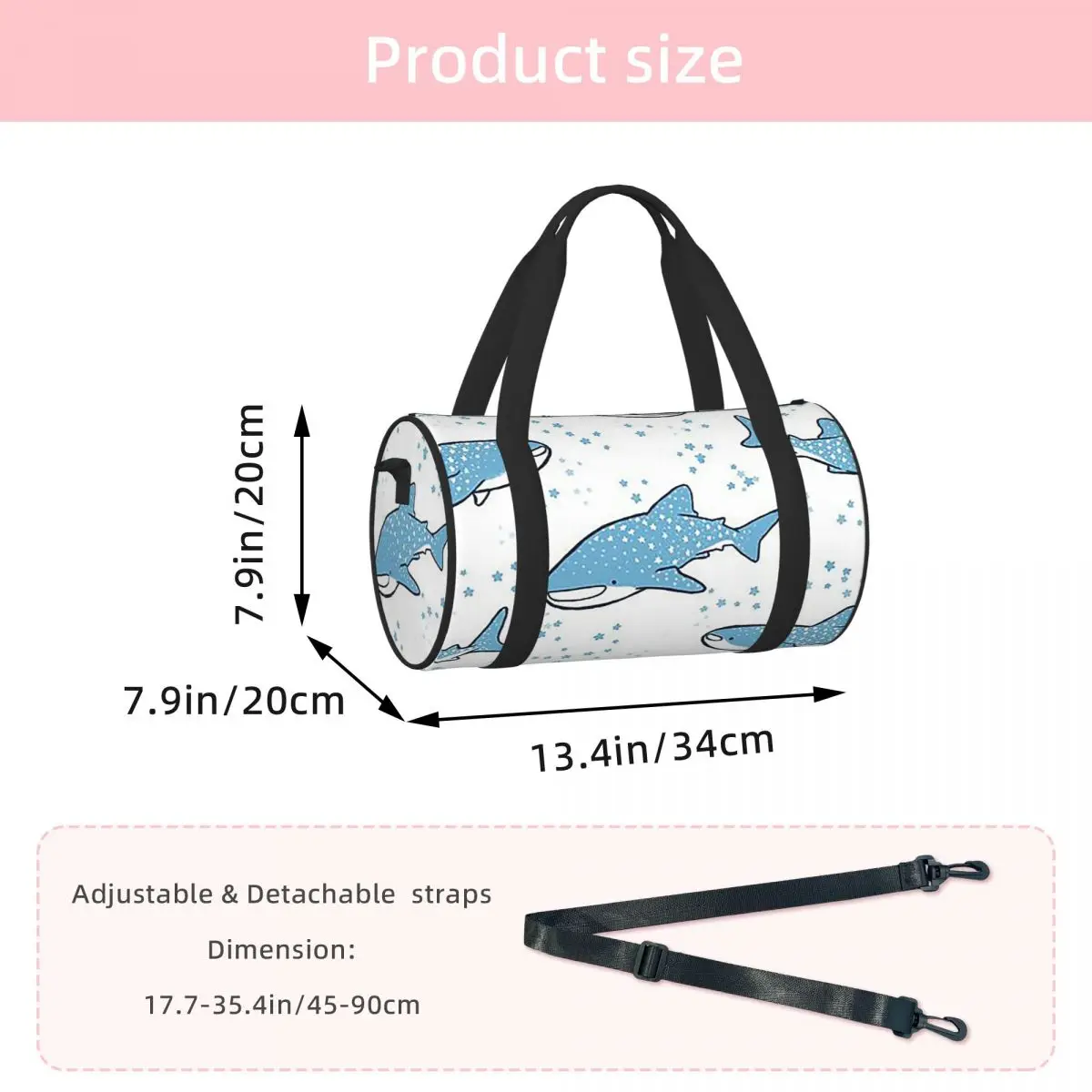 Starry Whale Sharks (Light Version Luggage Bag Large Capacity Duffle Tote Bag Handbags Gym Bags Fitness Bag for Boys Girls