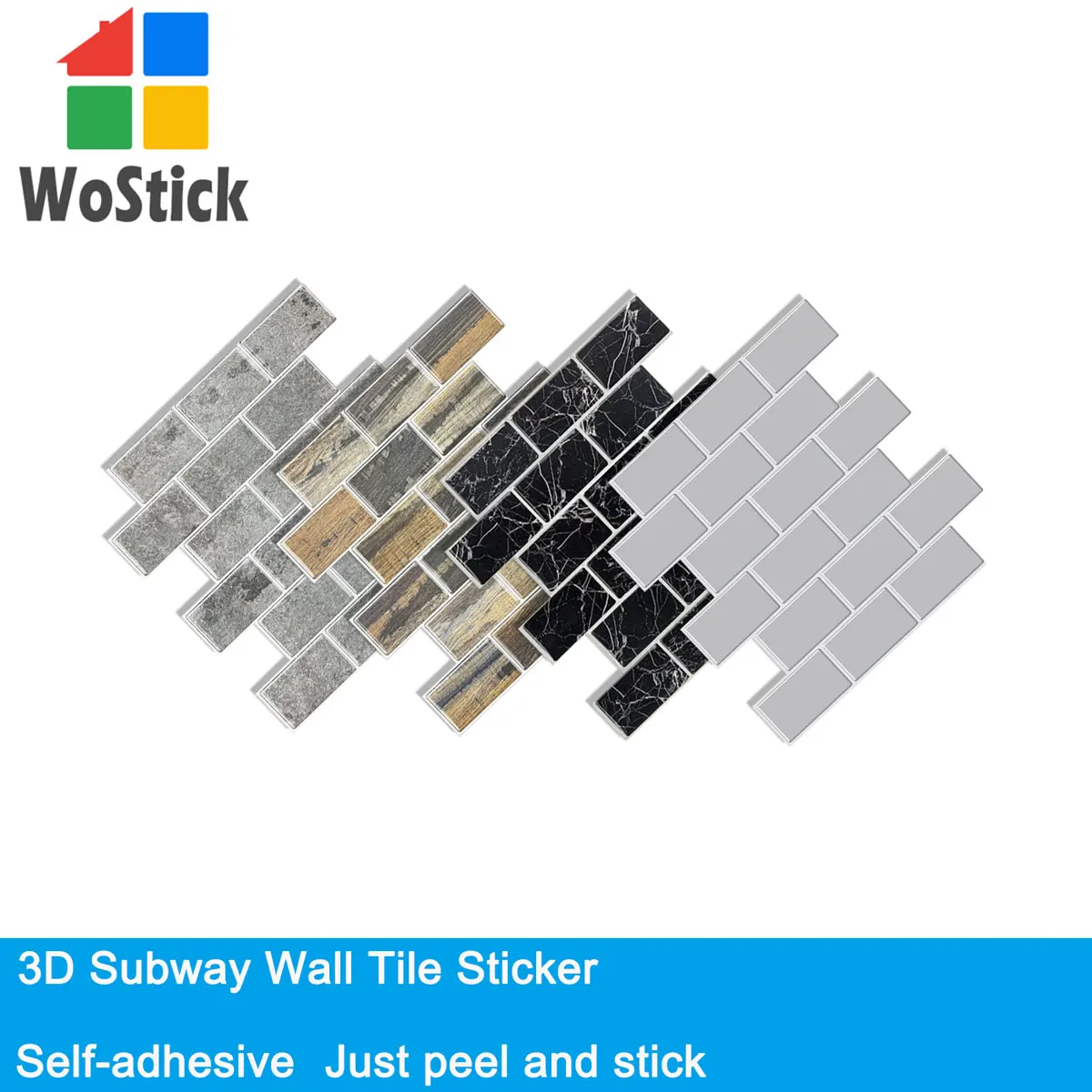 3D Wood Design Surface 11 Pieces Self-adhesive Wall Tile Stickers Water & Oil Proof PET Eco-friendly Wallpaper