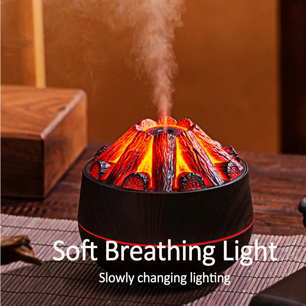 Charcoal Flame Humidifier, Aromatherapy Essential Oil Diffuser, 300ml Mist Ultrasonic Humidifier for Bedroom,Office Night Light image 4