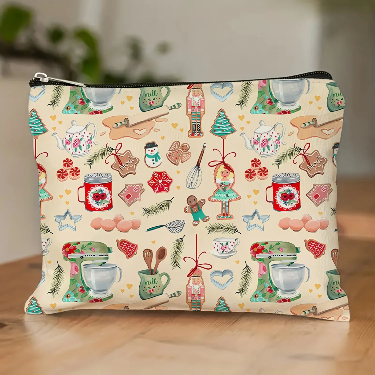 Un sac à cosmétiques coloré à motifs de noël – jolie pochette multifonctionnelle à fermeture éclair pour femmes, sac de rangement de bijoux