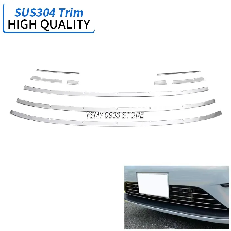 9 PCS Front BUMPER GRILLE TRIM  for Honda Fit Gr1-8 2020 21 High Quality Stainless Steel Chrome Car Styling External Accessories