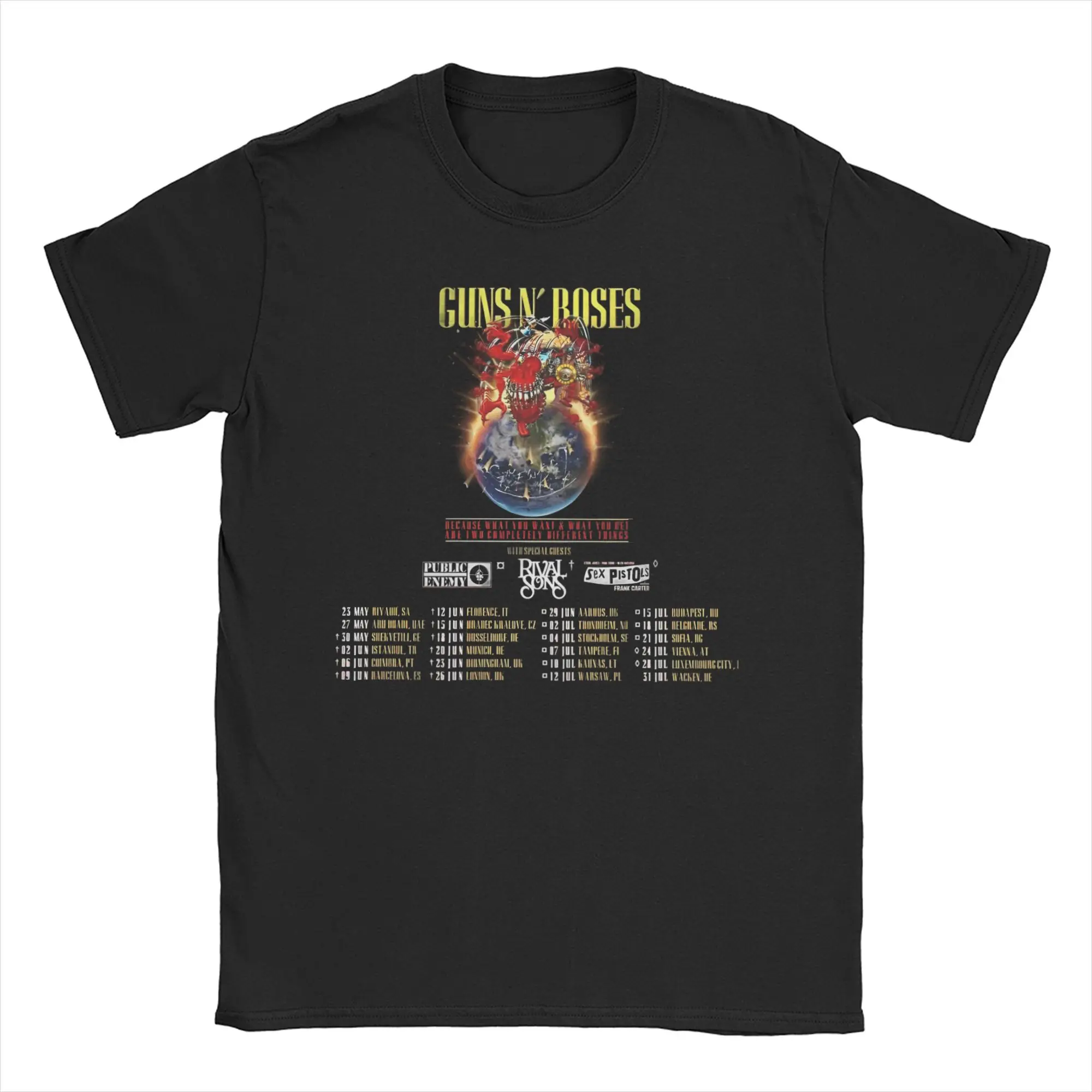 Funny GUNS N ROSES Unveil 2025 Tour T-Shirt For Men Women Round Neck Short Sleeve Clothing  Cotton Summer Clothing